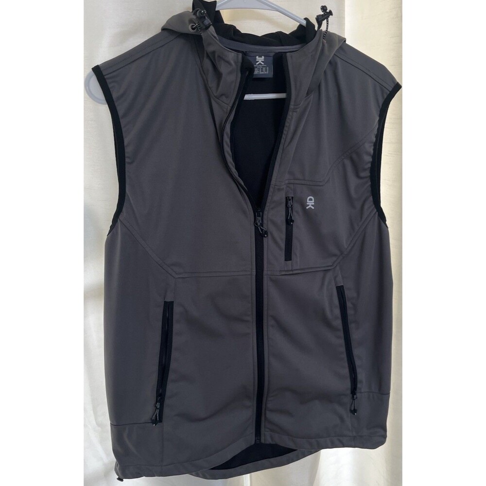 Little Donkey Andy Men’s Lightweight Softshell Vest Hoodie Medium Gray Black